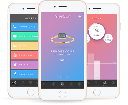 The Ringly app connected to a bracelet